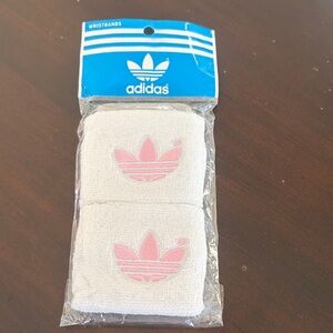 adidas White Wristbands with Pink Trefoil Embroidery